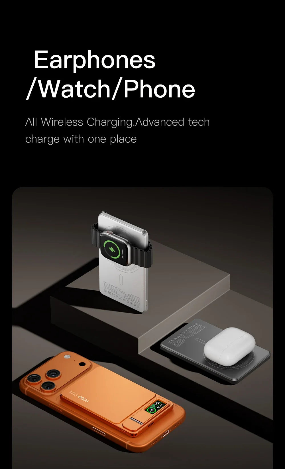 10000mAh Magnetic Power Bank 15W Wireless Charger, 20W PD Fast Charging Portable Battery Pack for MagSafe iPhone 12–17 Pro & Apple Watch