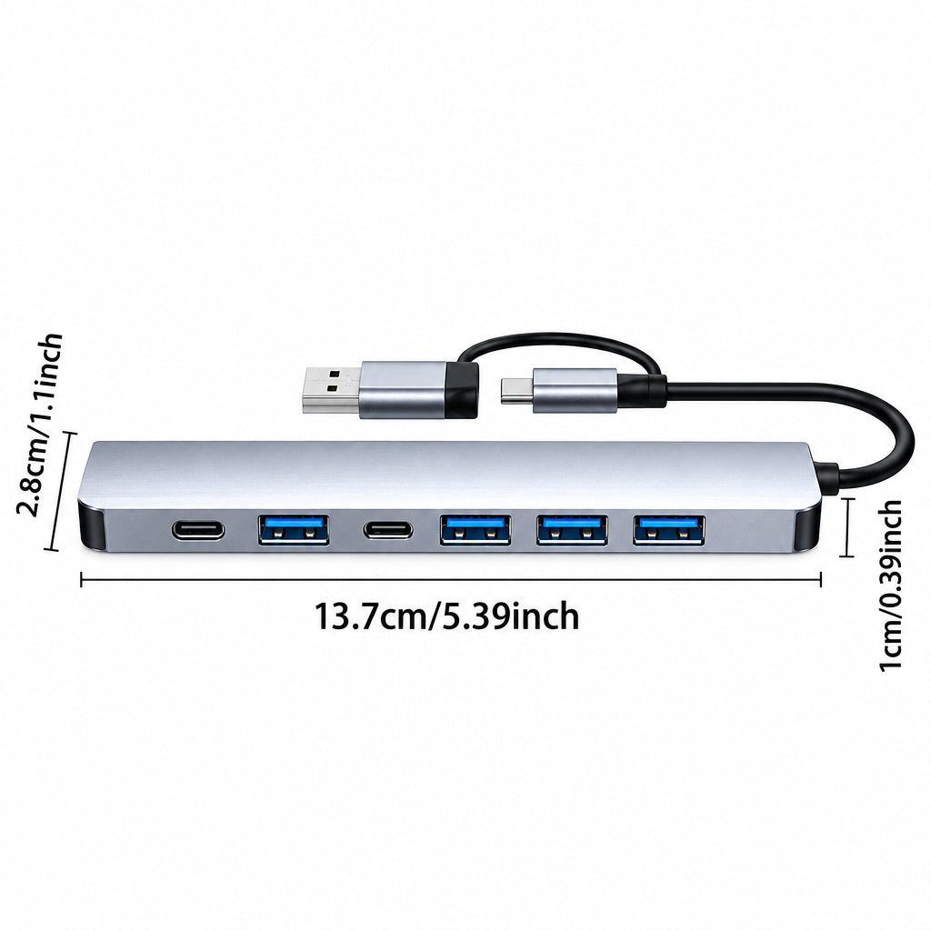 7-in-1 USB 3.0 Hub – High-Speed USB-C & USB-A Hub Adapter for PC, Laptop, MacBook & More