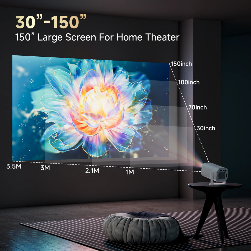 Mini Projector 1080P – Portable Home Theater Projector with Wireless Screen Mirroring, Bluetooth 5.3 & Smartphone Casting