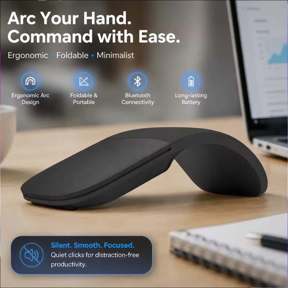 Wireless Ergonomic Mouse Folding Bluetooth Mouse Bluetooth Foldable Wireless Ergonomic Arc Touch Computer Mouse Silent PC Mouse
