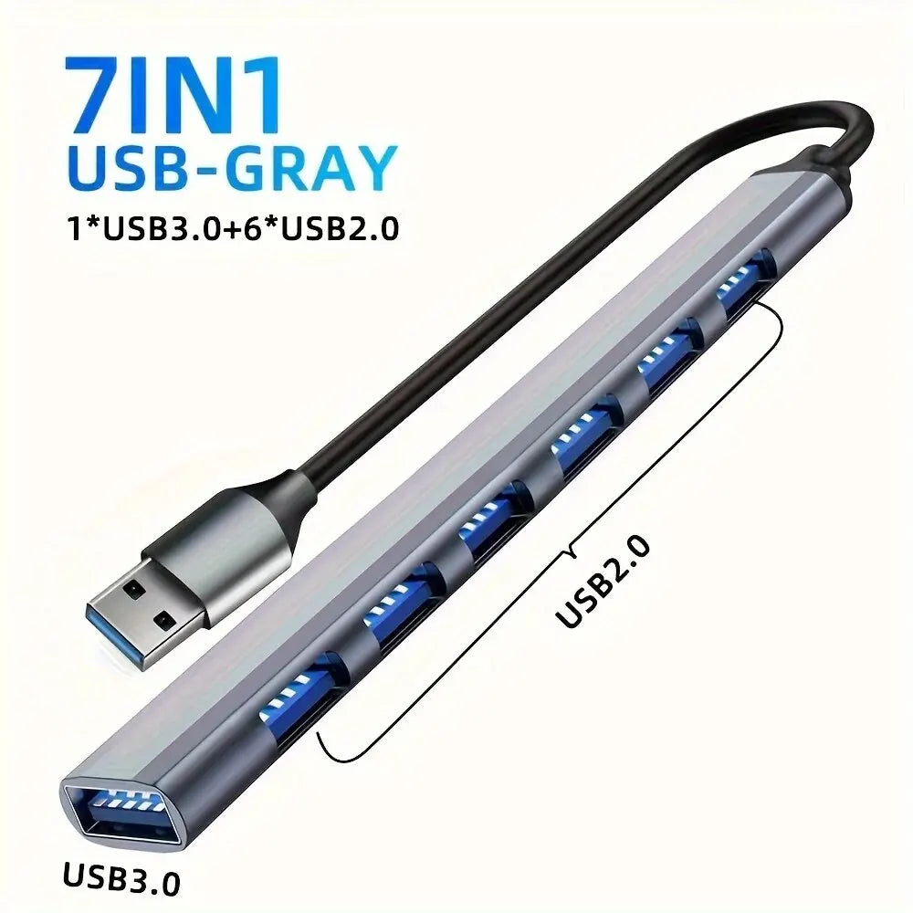 7-in-1 USB 3.0 Hub – High-Speed USB-C & USB-A Hub Adapter for PC, Laptop, MacBook & More
