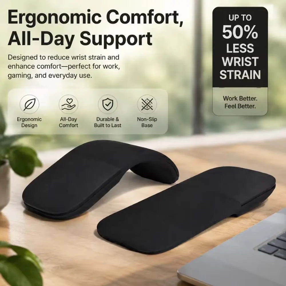 Wireless Ergonomic Mouse Folding Bluetooth Mouse Bluetooth Foldable Wireless Ergonomic Arc Touch Computer Mouse Silent PC Mouse