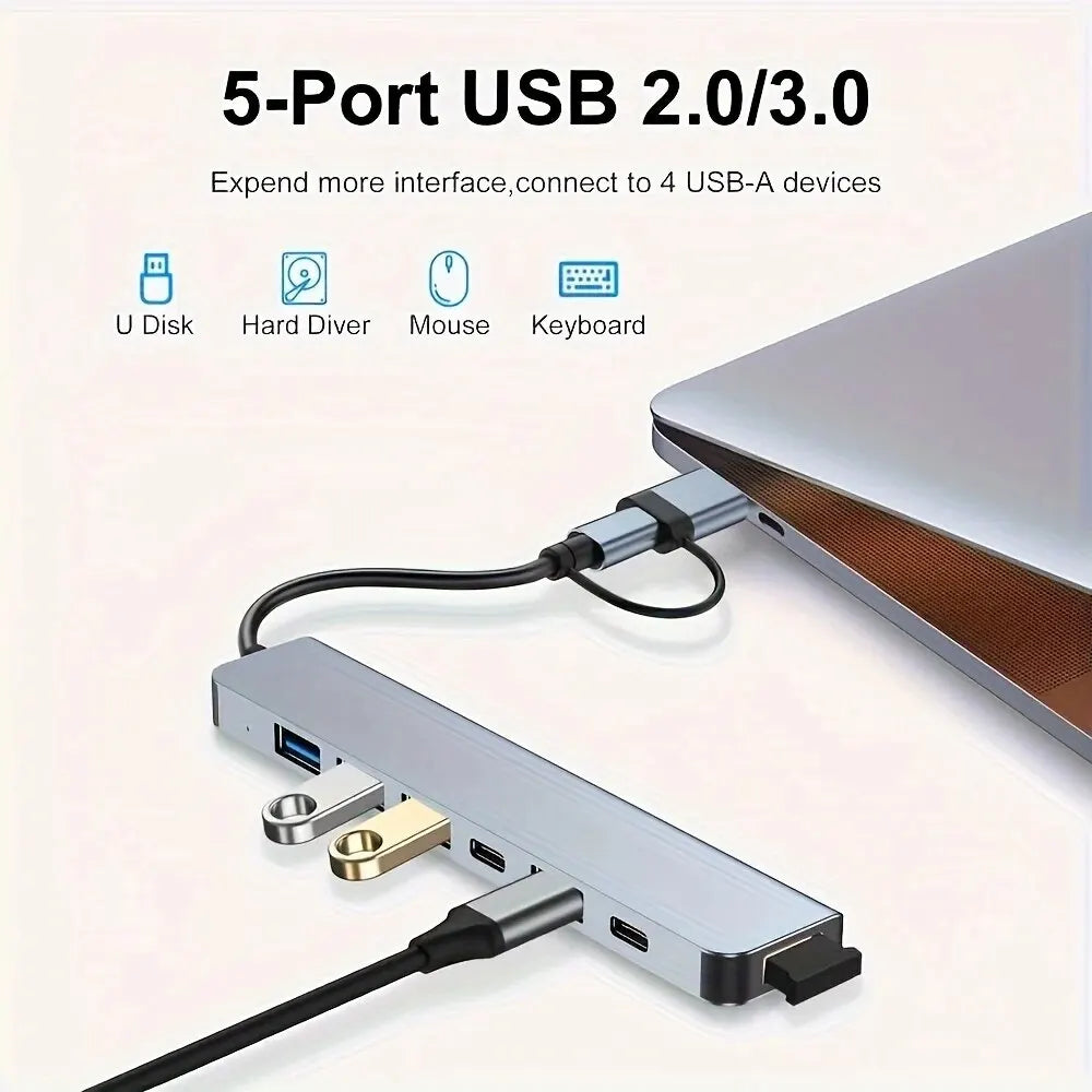 7-in-1 USB 3.0 Hub – High-Speed USB-C & USB-A Hub Adapter for PC, Laptop, MacBook & More
