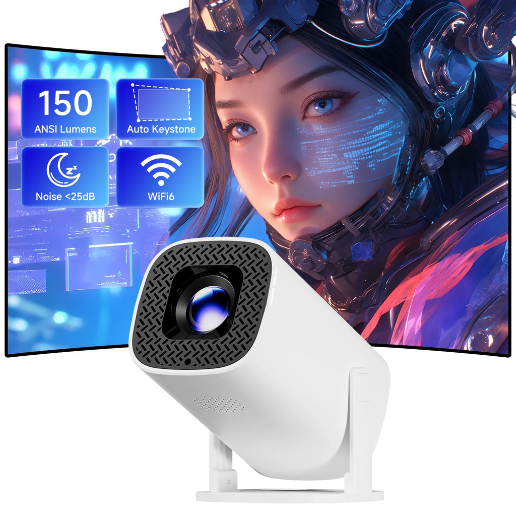 Mini Projector 1080P – Portable Home Theater Projector with Wireless Screen Mirroring, Bluetooth 5.3 & Smartphone Casting