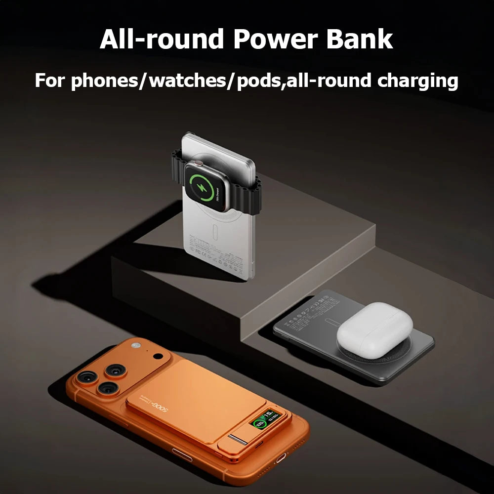 10000mAh Magnetic Power Bank 15W Wireless Charger, 20W PD Fast Charging Portable Battery Pack for MagSafe iPhone 12–17 Pro & Apple Watch