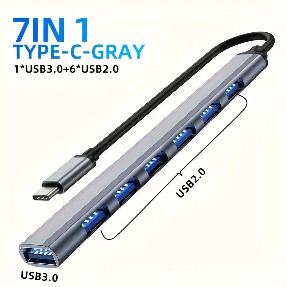 7-in-1 USB 3.0 Hub – High-Speed USB-C & USB-A Hub Adapter for PC, Laptop, MacBook & More